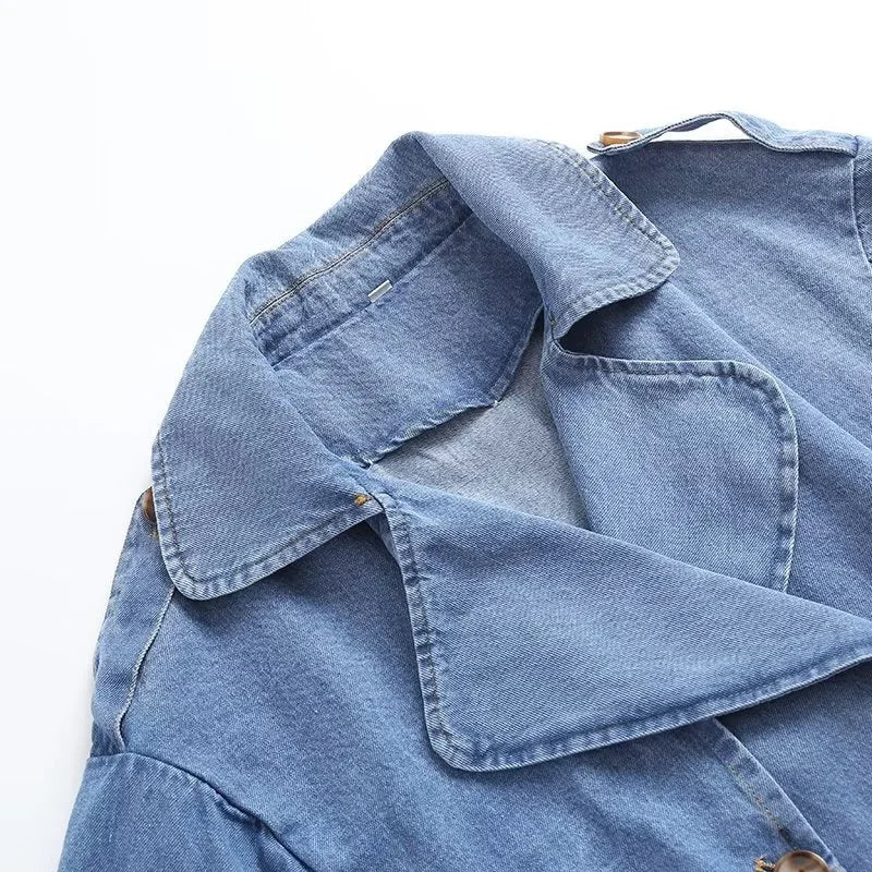 GR | Long Denim Trench Coat for Women