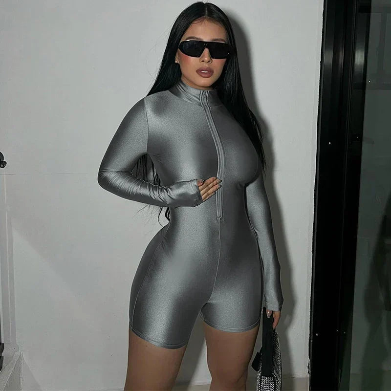 GR | Smooth emerald bodysuit with full-length zipper