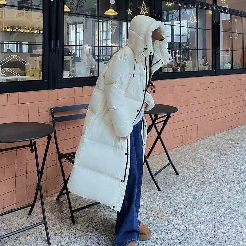 GR | Long Stylish Down Jacket T-Shirt with Hood