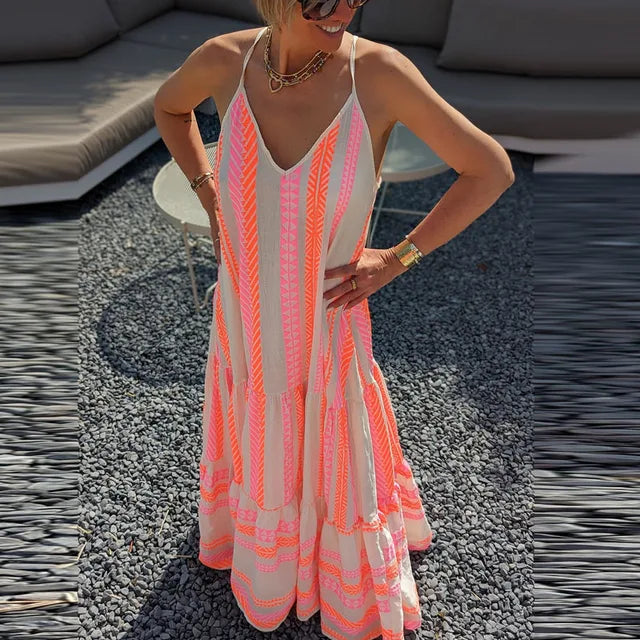GR | Women's Geometric Print Party Dress 