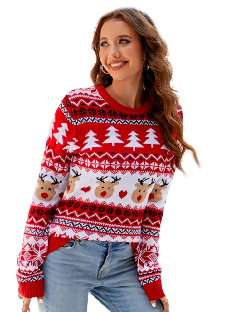 GR - Ugly Christmas Sweater - Funny Reindeer and Snowflake Motif