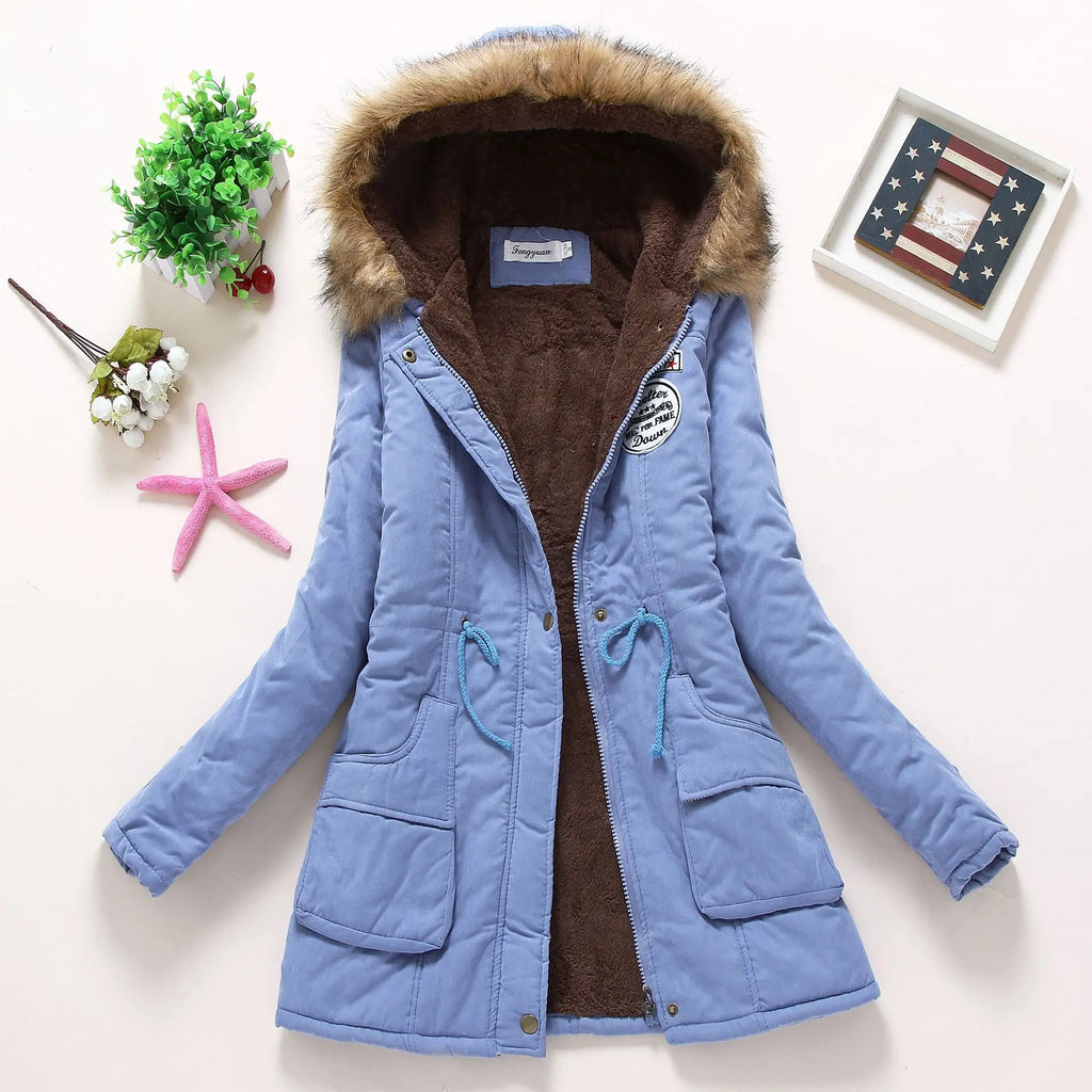 GR | Fashionable winter jacket with faux fur trim