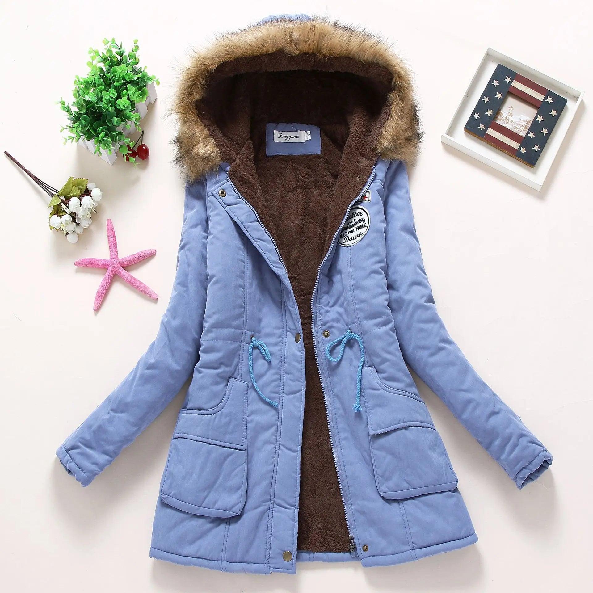 GR | Fashionable winter jacket with faux fur trim