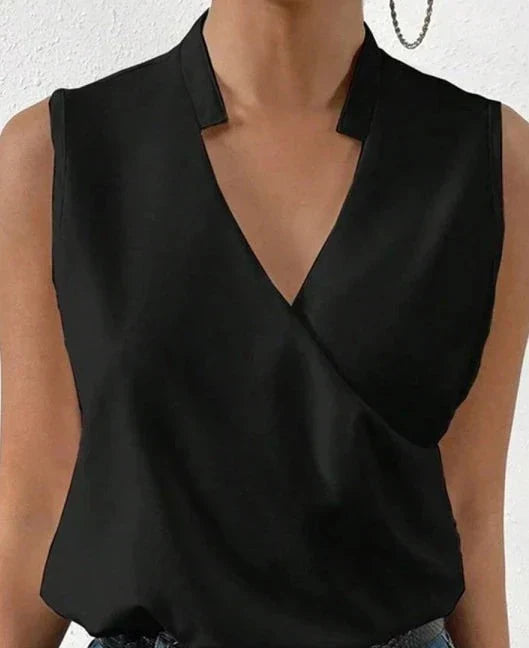 Elegant sleeveless solid-color top
