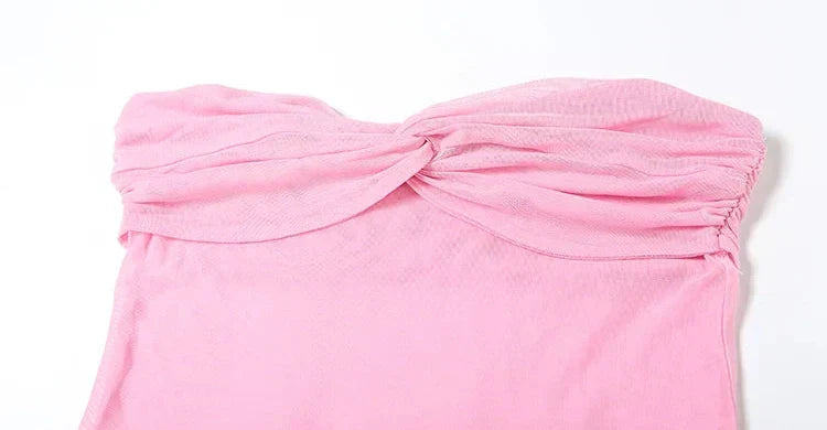 GR | Patchwork Maxi Dress Scarf Backless Strapless Ruffled Banquet