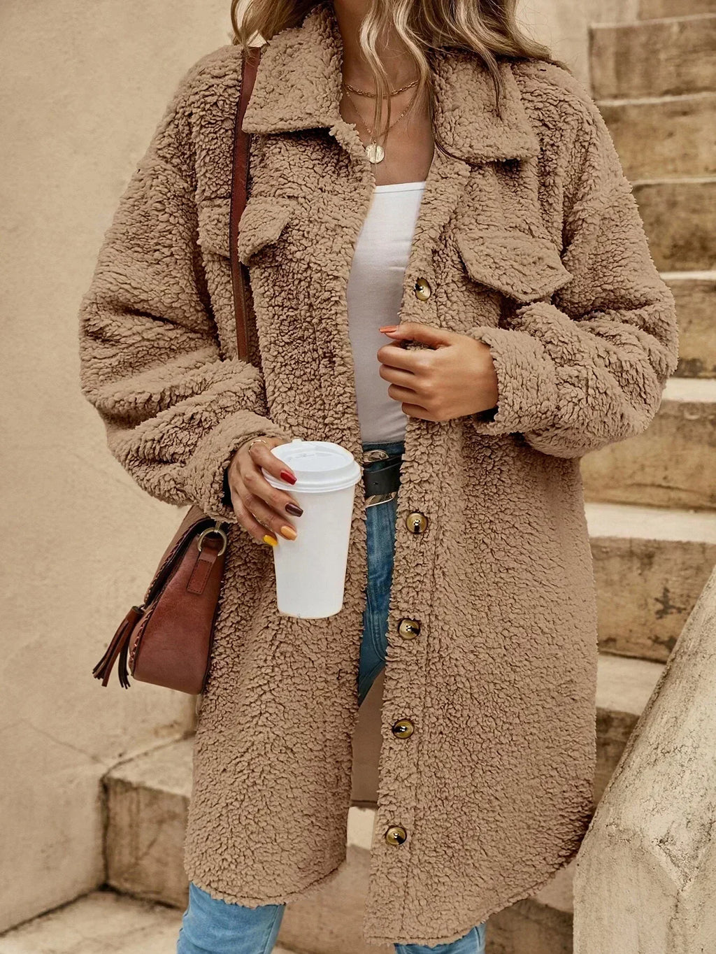 GR - Women's button-up coat with eye-catching buttons