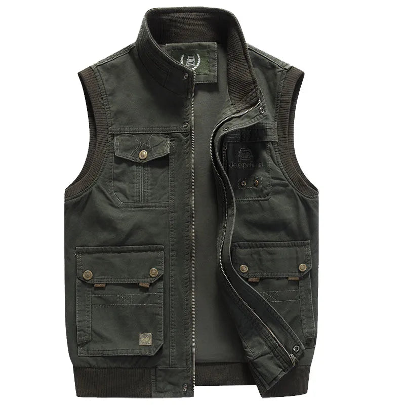 GR | Warm Sleeveless Zip Jacket with Multiple Pockets