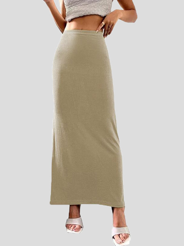 GR | Frauen Röcke Lässige Einfarbige Slim Fit Maxi Rock