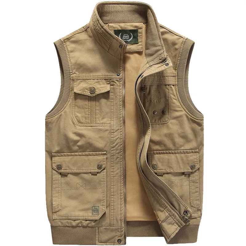 GR | Warm Sleeveless Zip Jacket with Multiple Pockets