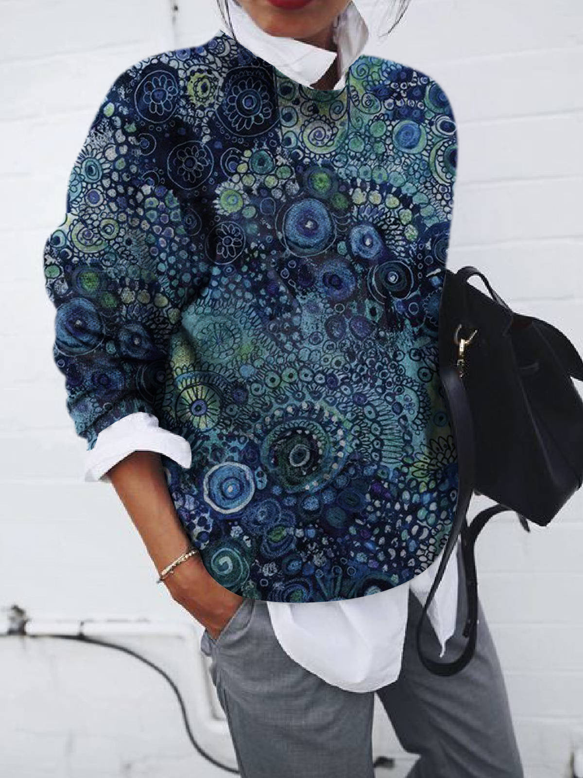 GR | Women's Hoodies Loose Printed Long Sleeve Sweatshirt