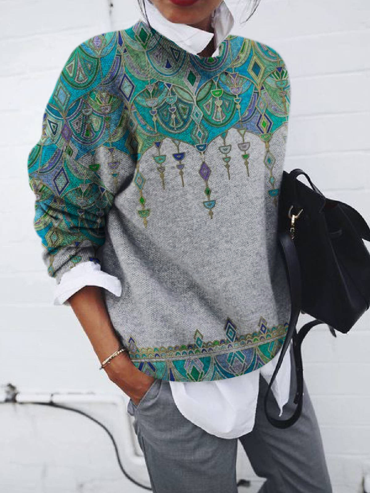 GR | Women's Hoodies Loose Printed Long Sleeve Sweatshirt