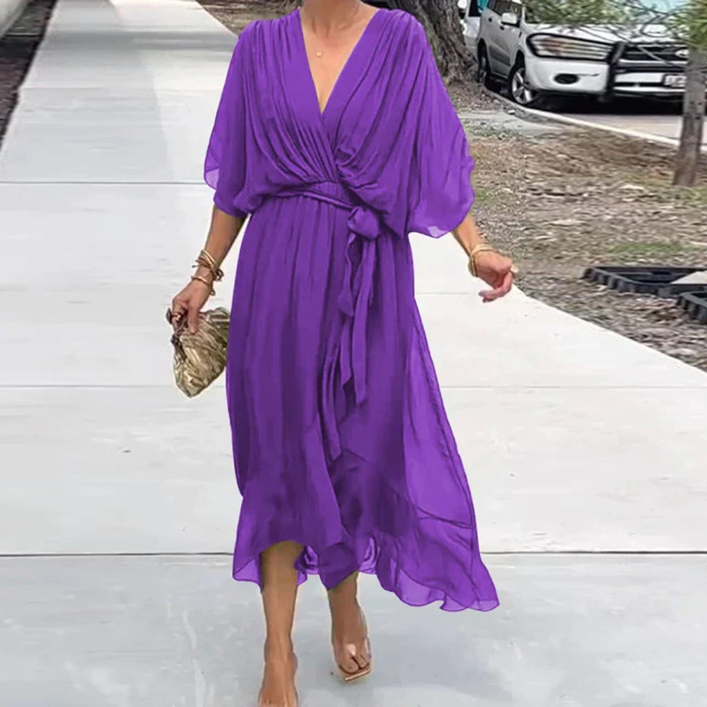 Celestina™ - Elegant summer dress with V-neck 