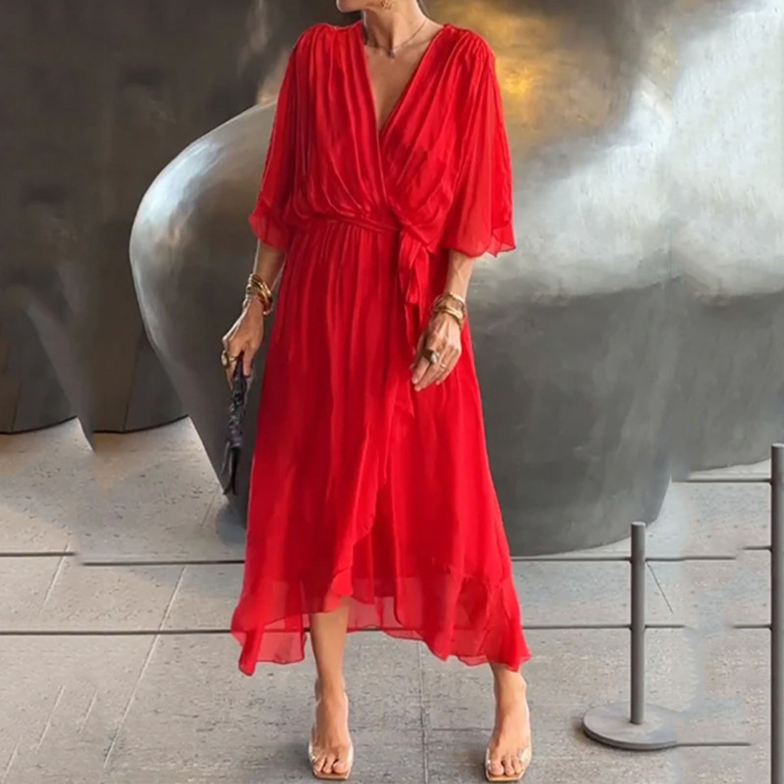 Celestina™ - Elegant summer dress with V-neck 