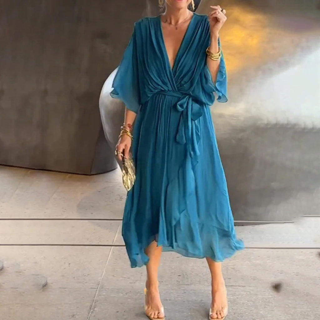 Celestina™ - Elegant summer dress with V-neck 