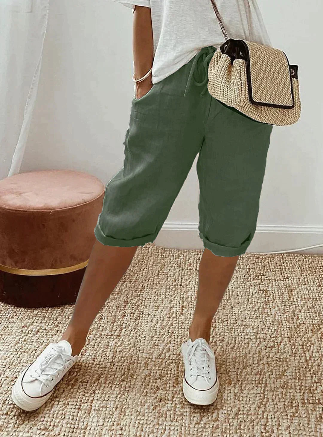 GR | Damen-Leinenhose mit weitem Bein