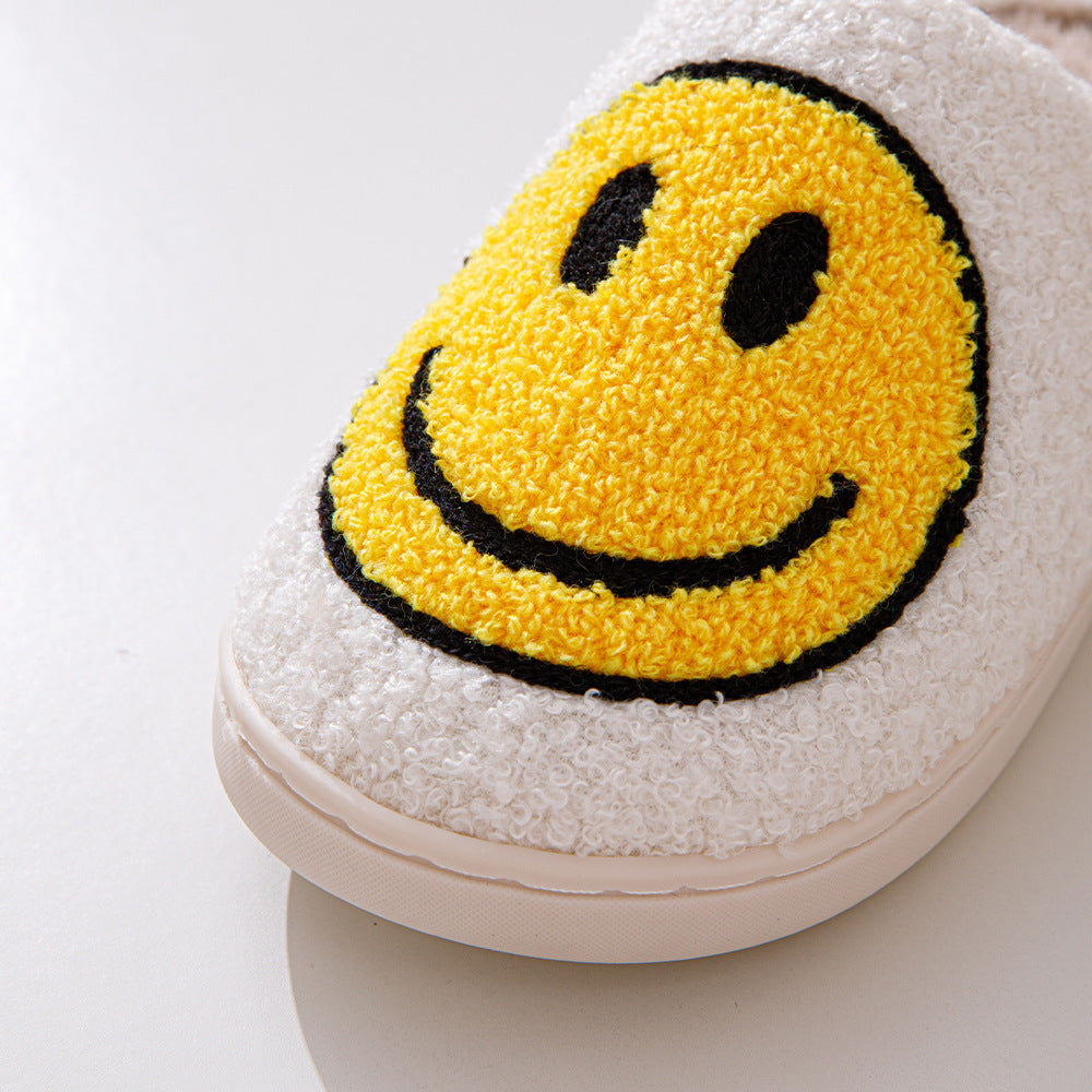 GR Large Smiley Pattern Fur Slippers