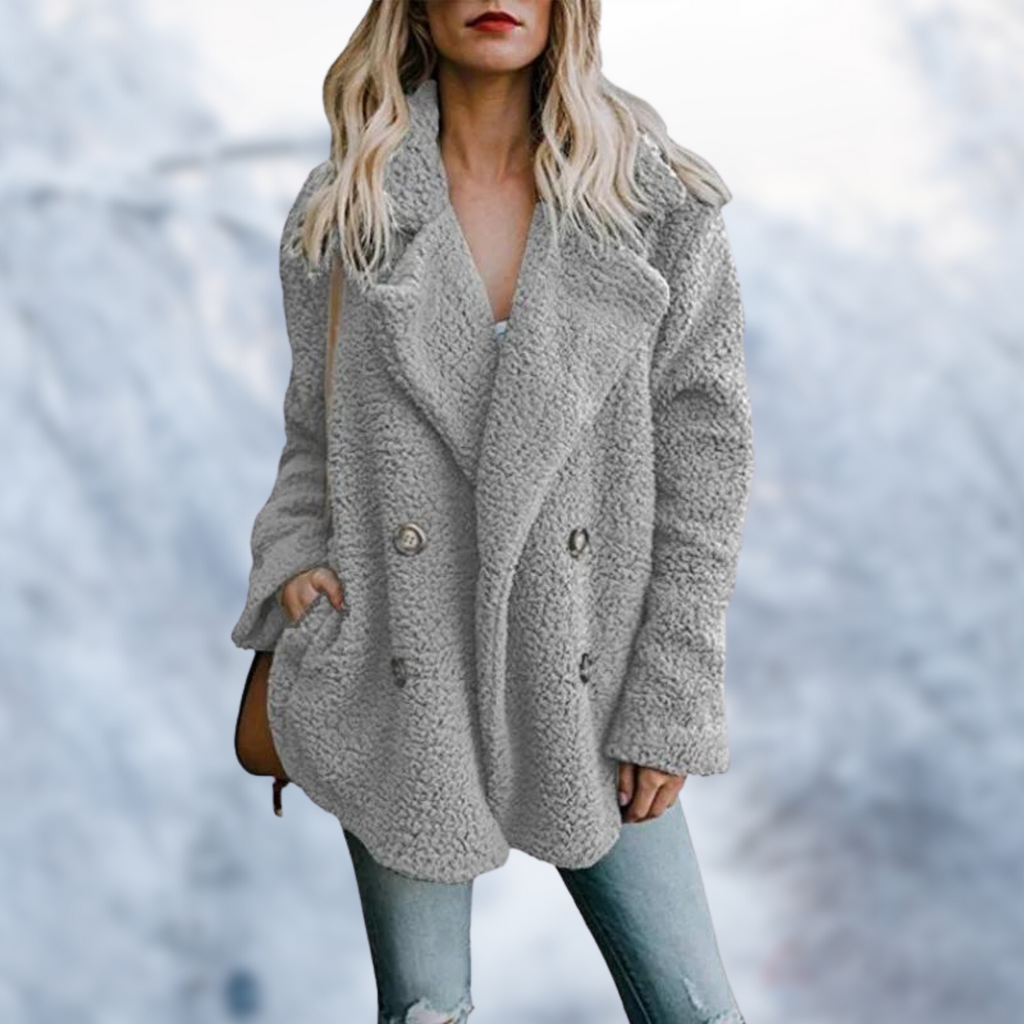 GR - Women's black teddy coat for cozy comfort