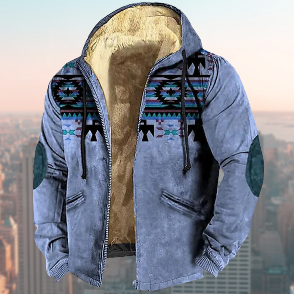 GR | Hooded jacket with tribal print