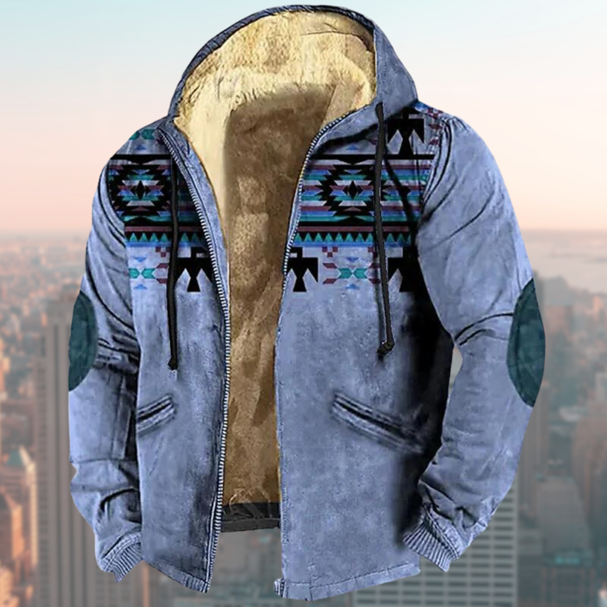 GR | Hooded jacket with tribal print