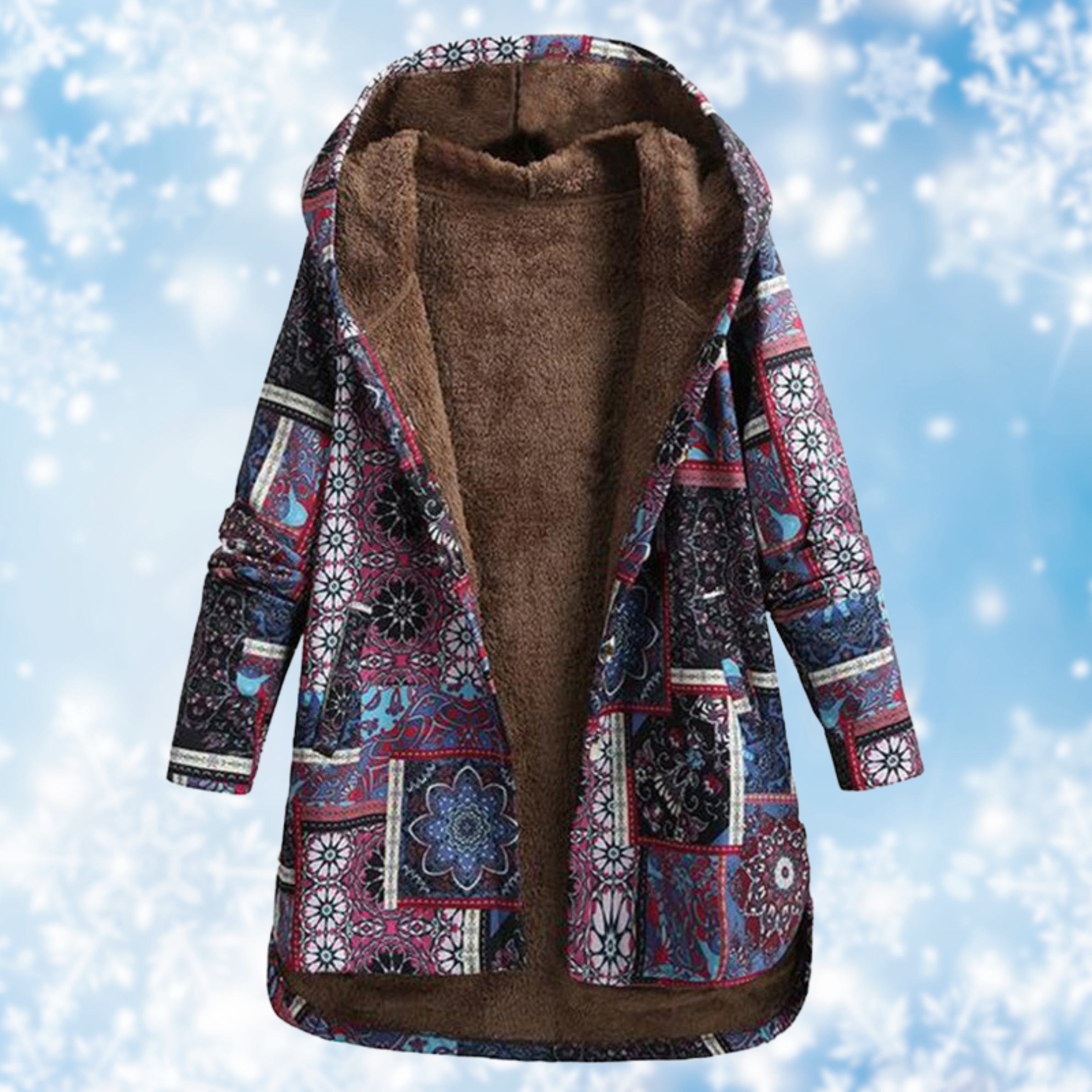 Printed jacket with hood