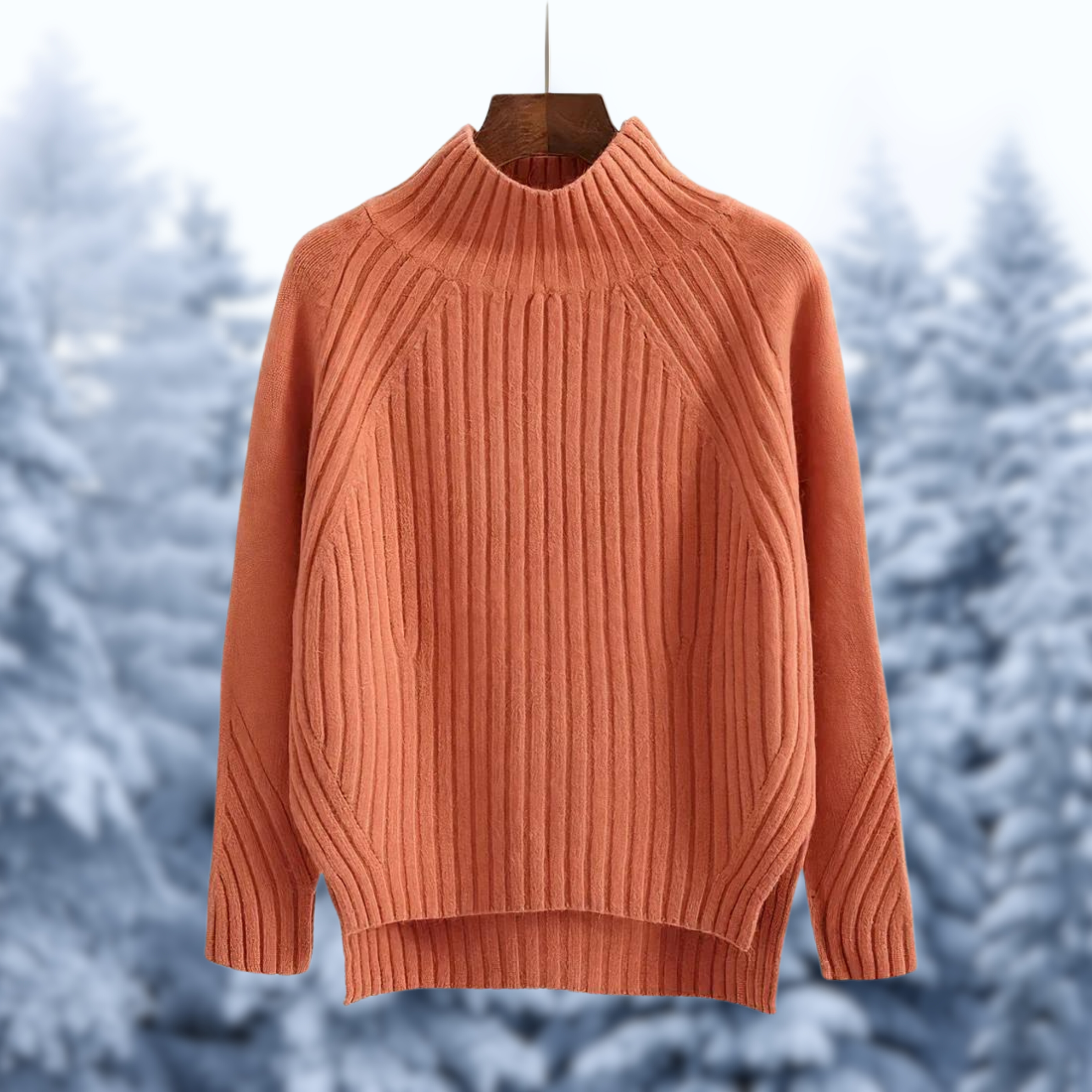 Knit sweater with round neck