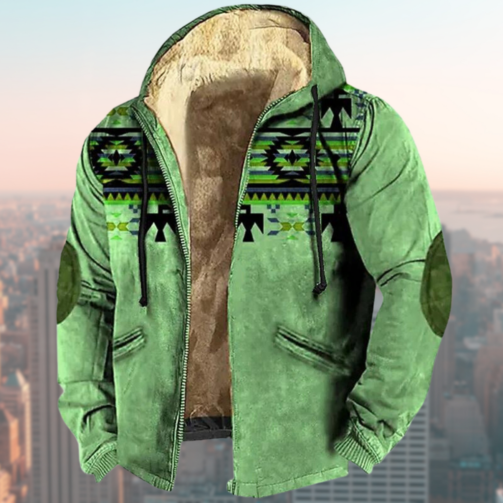 GR | Hooded jacket with tribal print