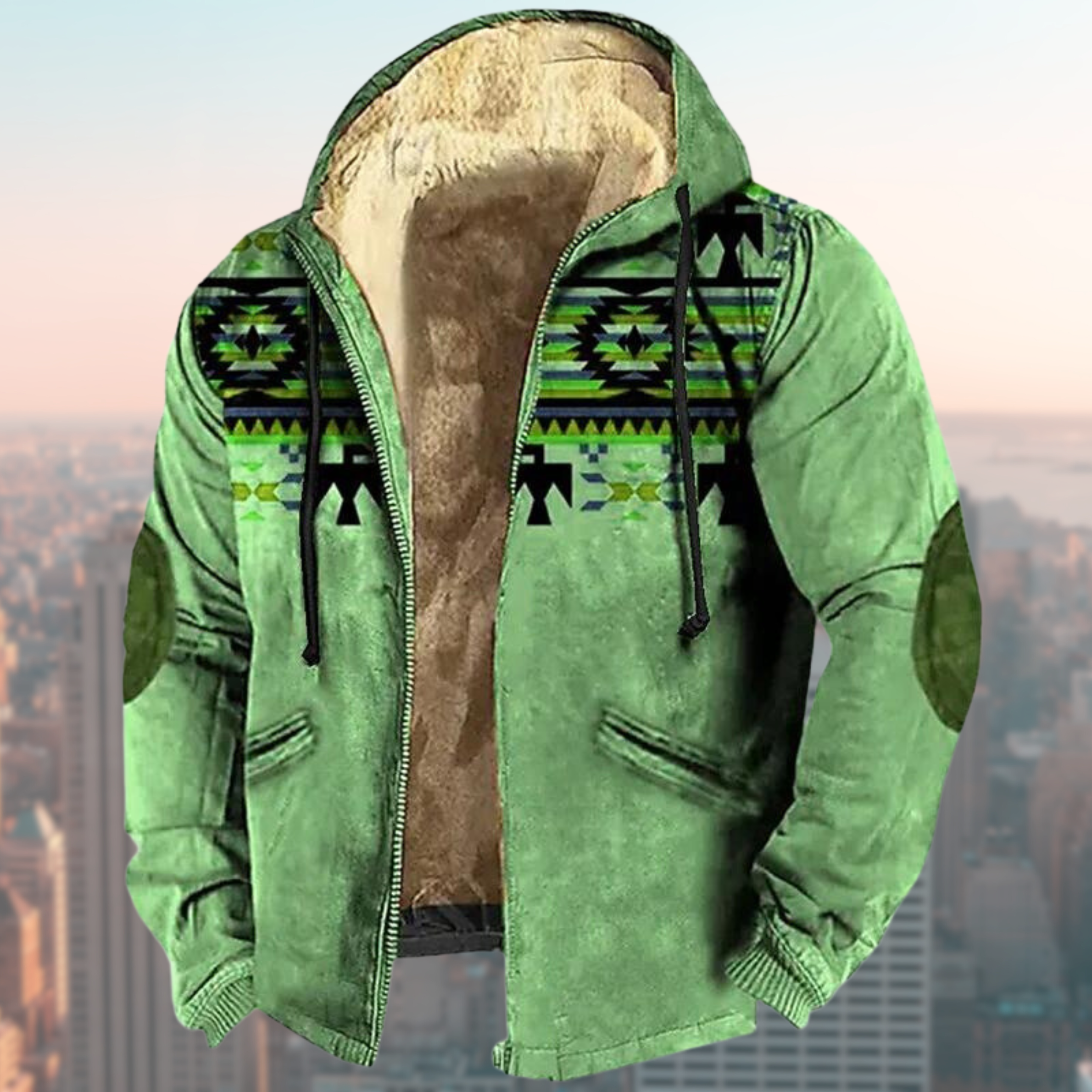 GR | Hooded jacket with tribal print