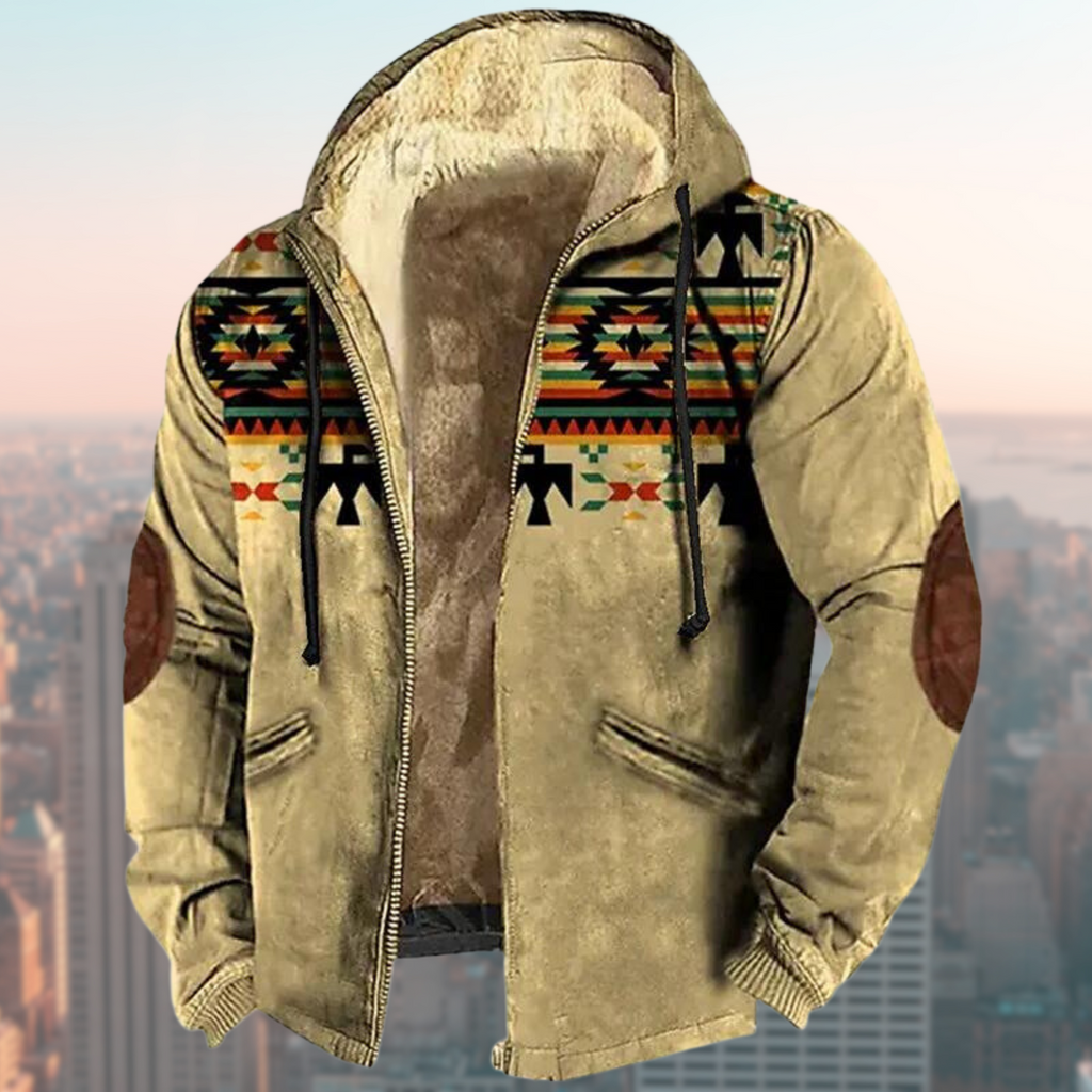 GR | Hooded jacket with tribal print