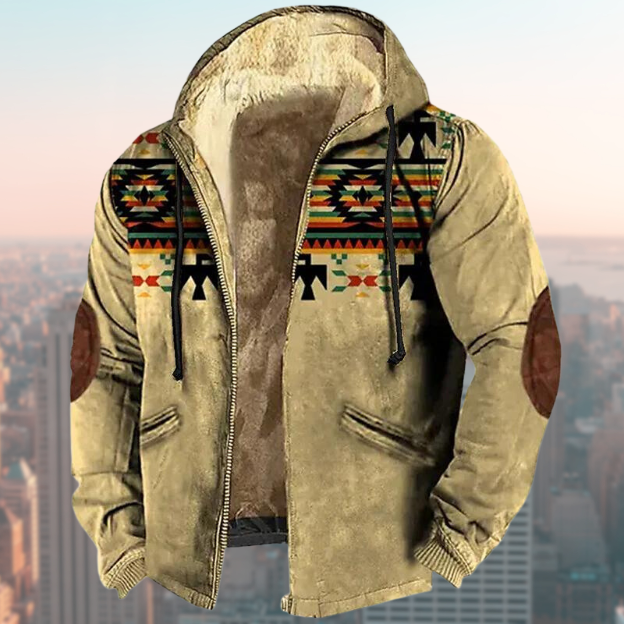 GR | Hooded jacket with tribal print