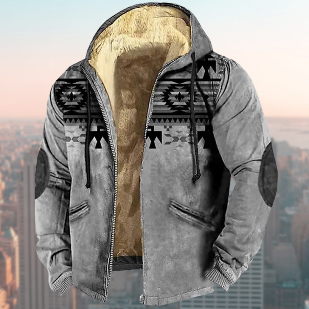 GR | Hooded jacket with tribal print
