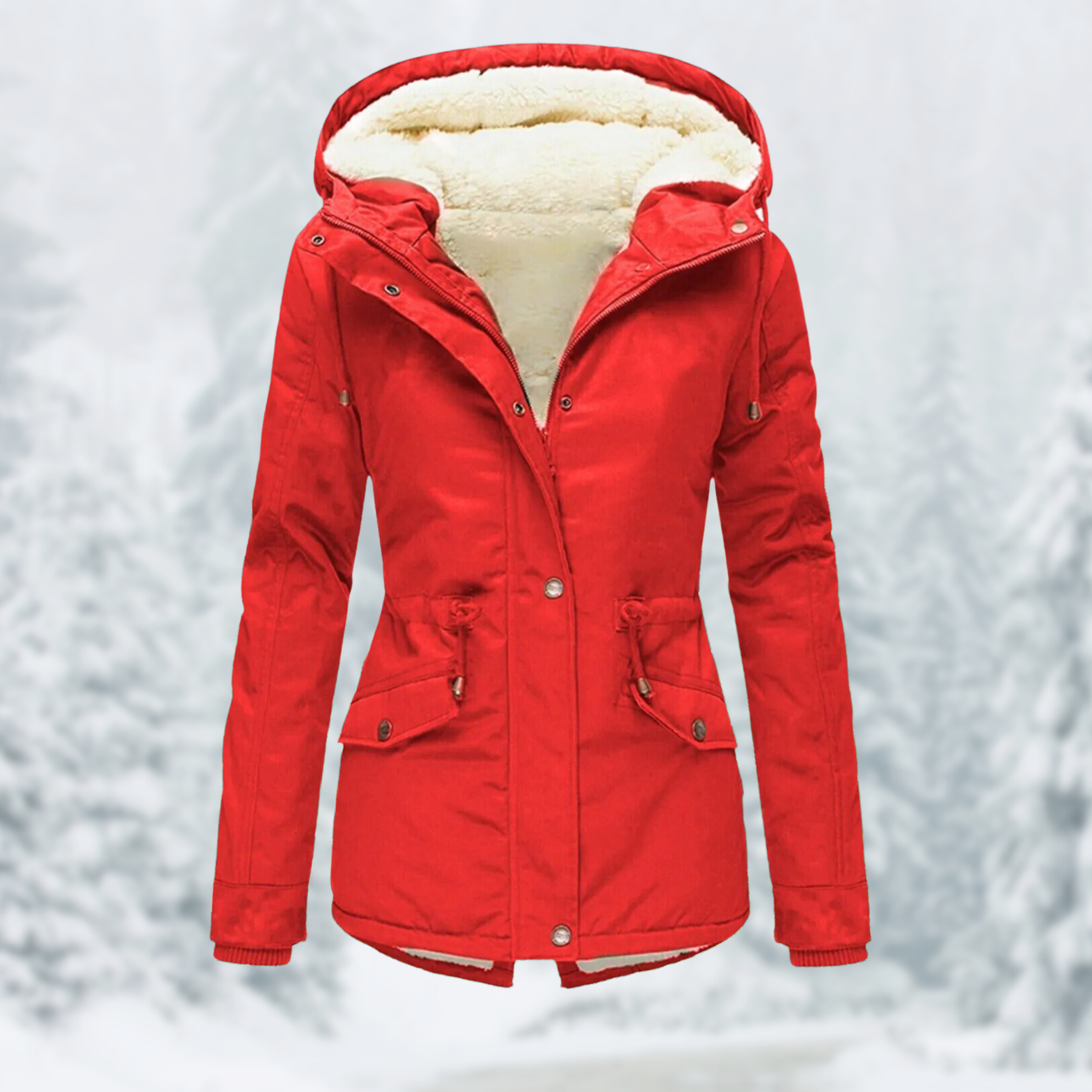 Women's jacket with hood and drawstring