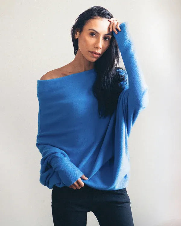 GR | Asymmetrischer Damenpullover mit eleganter Drapierung