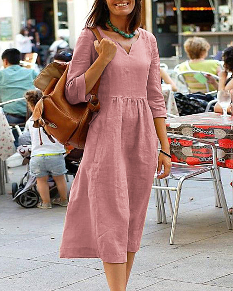 GR | Elegante Leinen Tunika Kleid - Stilvolles Leinen Kleid für einen Raffinierten Look