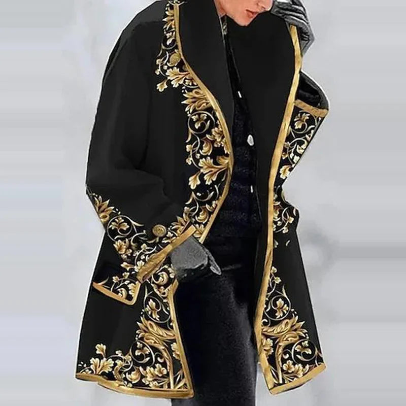 GR - Women's floral jacquard kimono coat for elegant layering