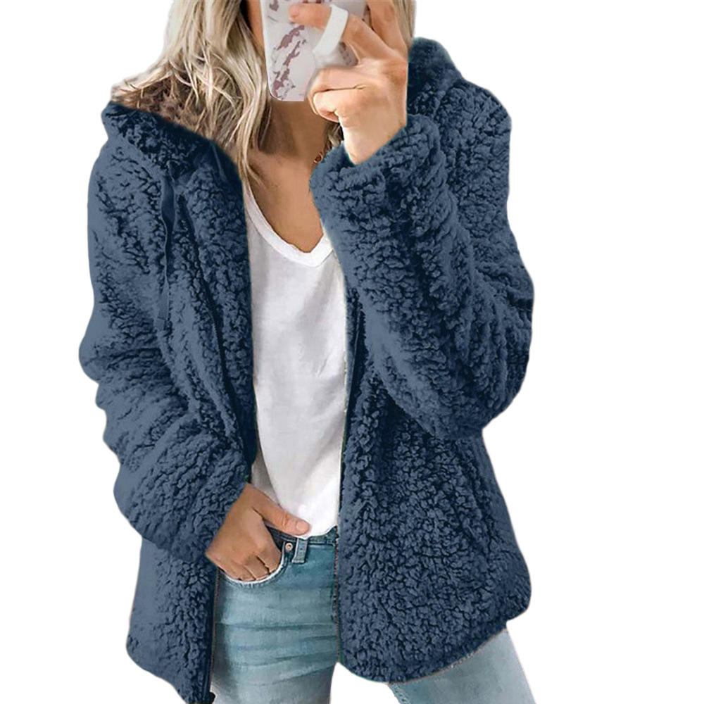 GR Women's Fashion | Elegant Bear Teddy Fur Coat: Soft fleece coat with pockets and zipper