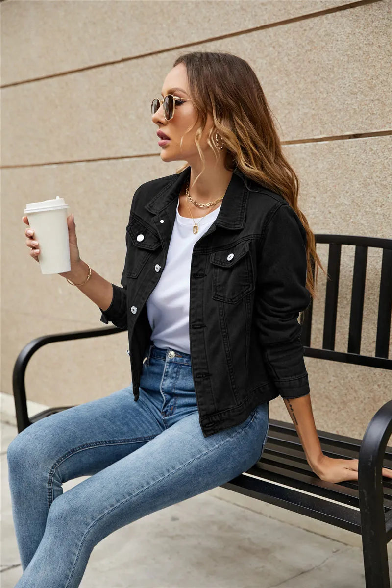GR | Long-sleeved, notched denim jacket with pockets