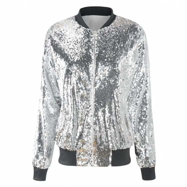 GR | Sequined coat bomber jacket