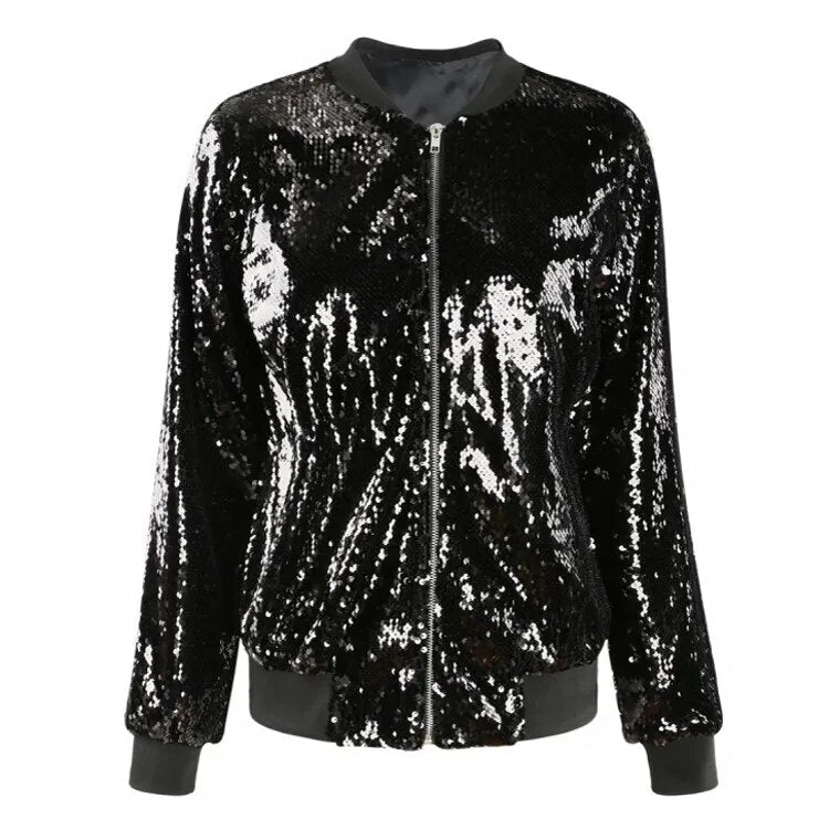 GR | Sequined coat bomber jacket
