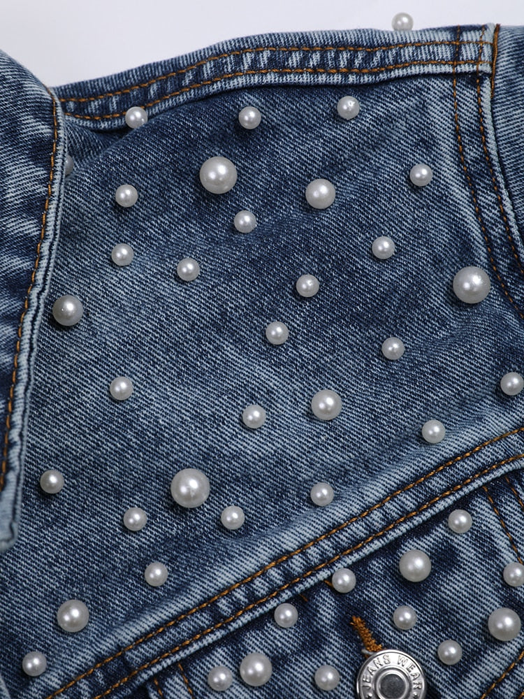 Denim jacket - a favorite denim piece with stylish pearl embellishment