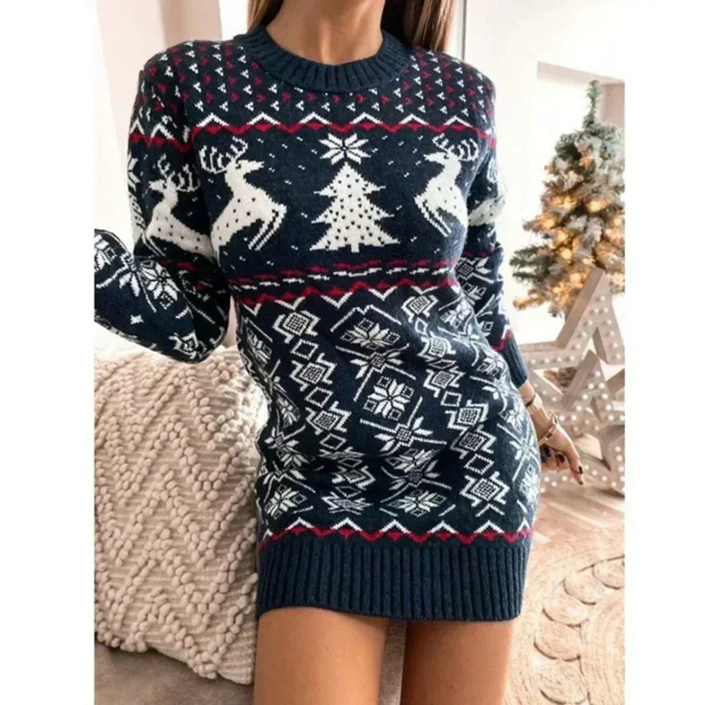 GR | Stilvolle Winter Chic Weihnachtskleid Für Frauen