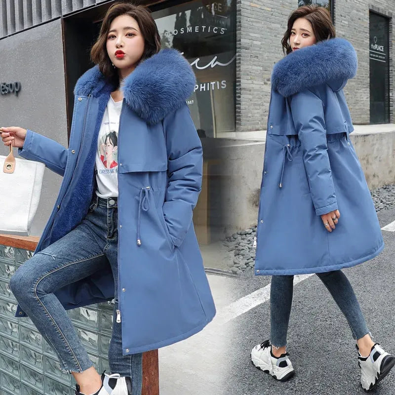 Luxury elegance coat with fur trim 