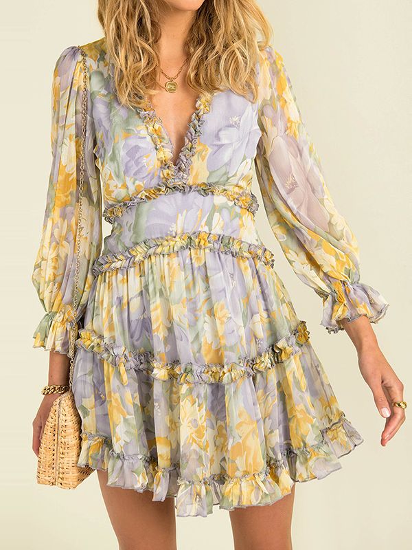 GR - Einfaches bedrucktes Chiffonkleid