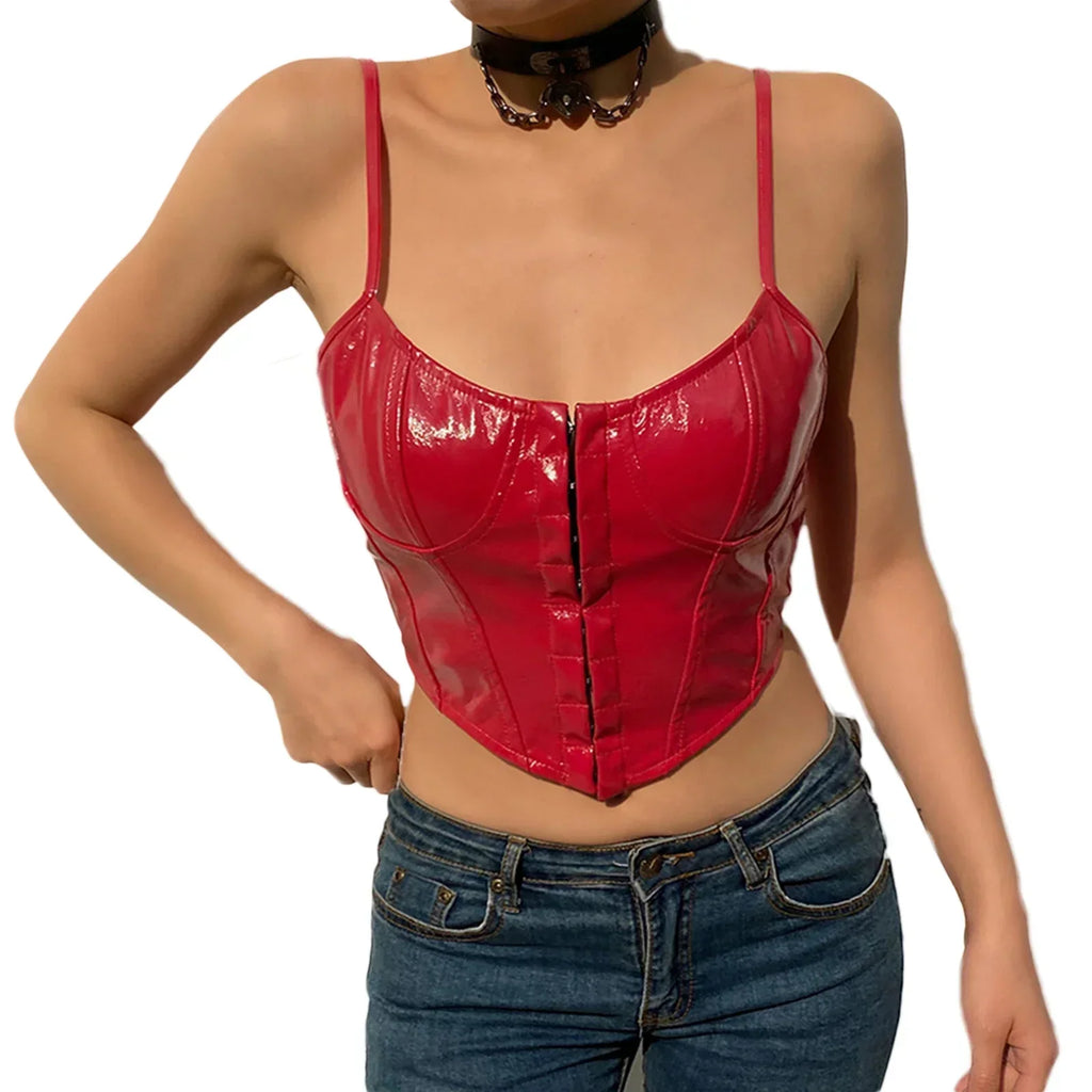 GR | Corset Pu Leather Bustier Crop Top