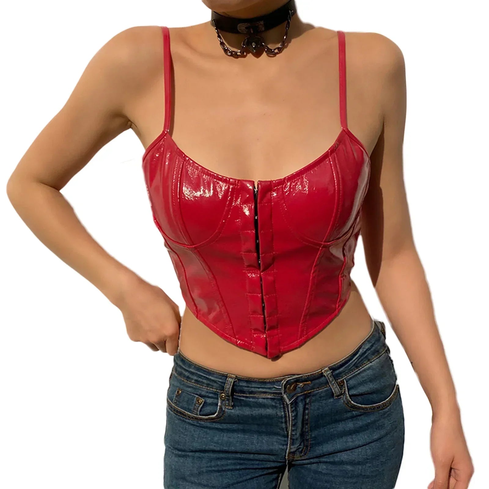 GR | Corset Pu Leather Bustier Crop Top