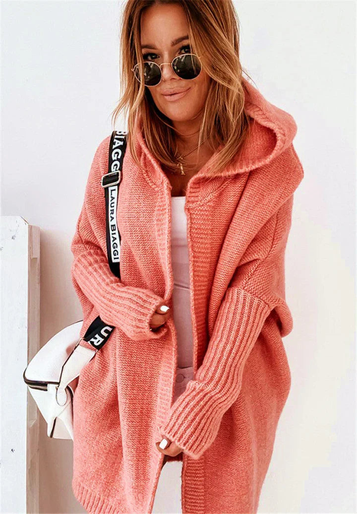 GR | Superweiche Gestrickte Strickjacke Mit Taschen Und Kapuze Für Damen