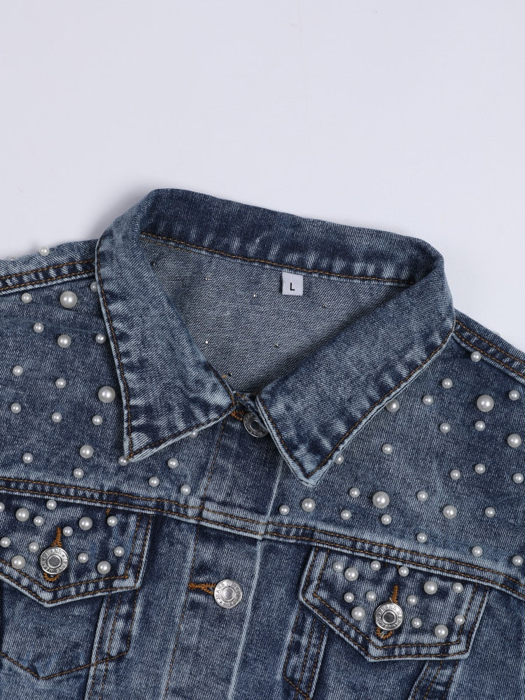 GR Exclusive Lina Denim Jacket | Denim favorite with stylish pearl embellishment
