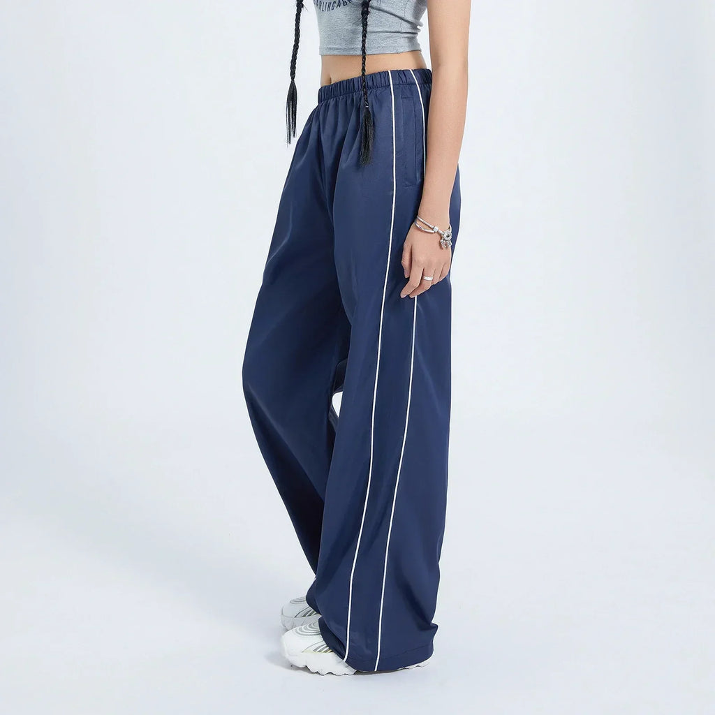 GR | Frauen Y2K Elastischer Taillen Cargo Hosen Locker Einfarbige Jogginghosen Trainingshose mit Taschen Streetwear