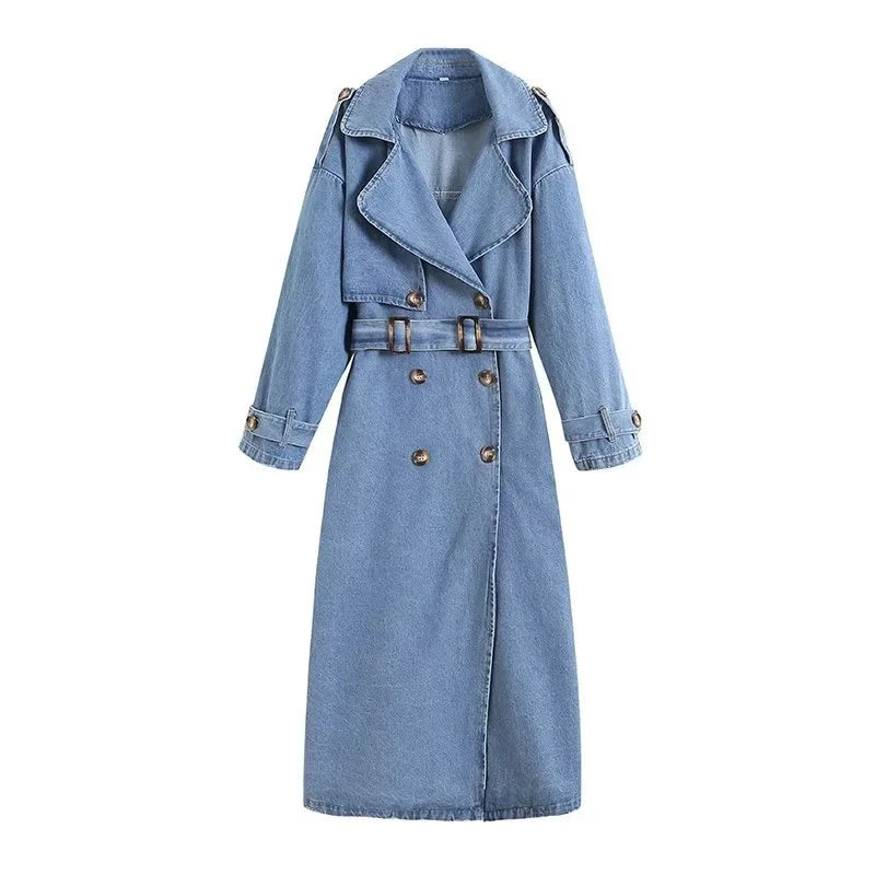 GR | Long Denim Trench Coat for Women