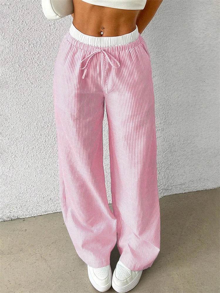 GR | Bequeme Hose mit Weitem Bein und Streifendruck
