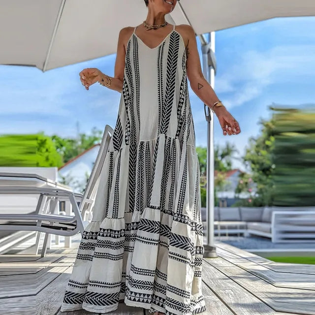 GR | Women's Geometric Print Party Dress 